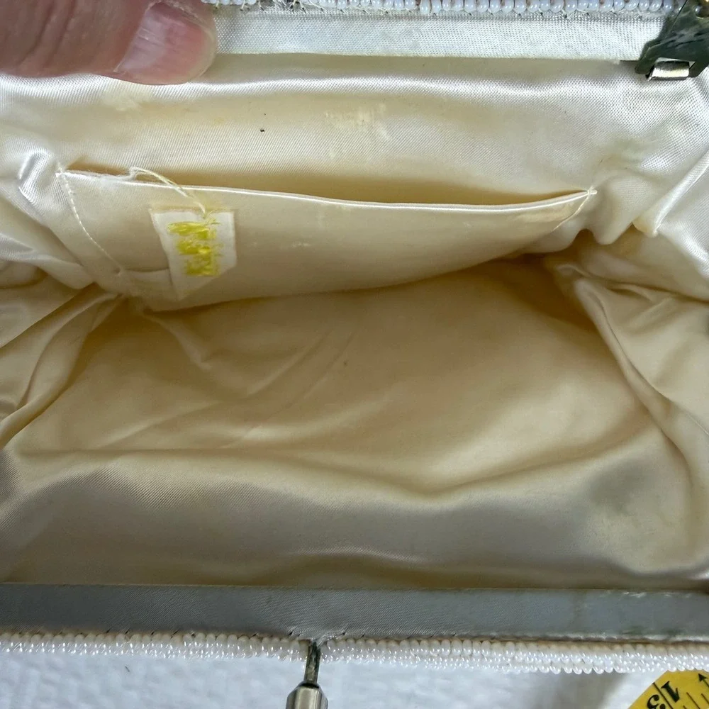 Vintage La Regale Beaded Clutch Purse Ivory Chain‎ Strap Evening Bag